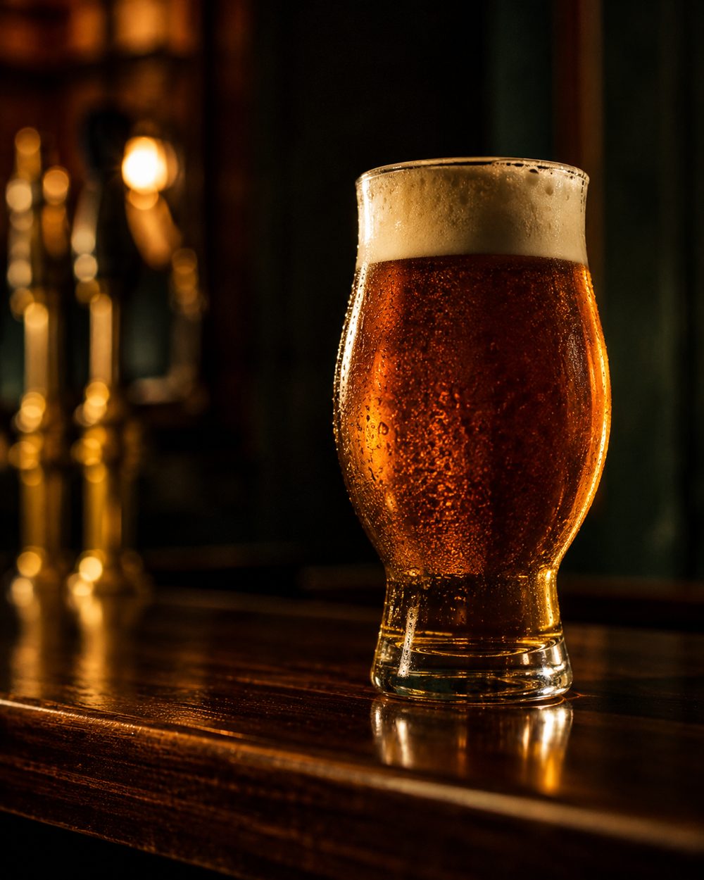 A pint of Japanese craft beer on the bar